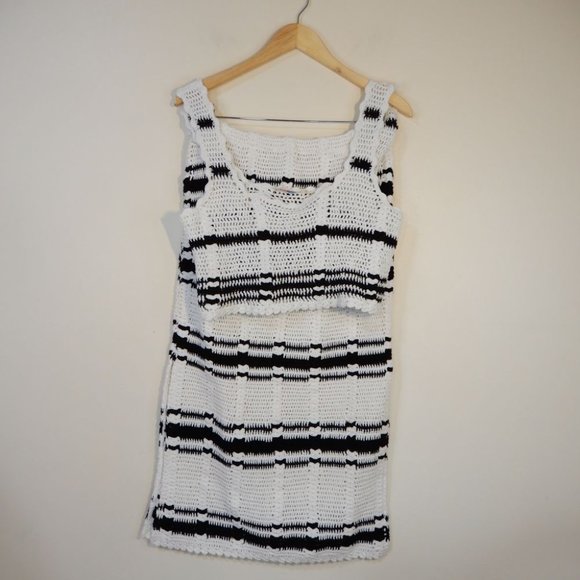 Free People FP BEACH Donni Sweater SET Size M Midi Skirt Tank Top Crochet NEW - Picture 9 of 12